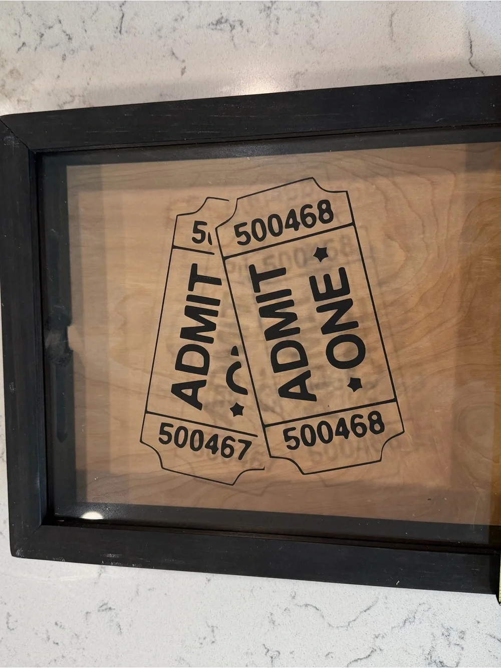 Black Framed 'Admit One' Wall Art